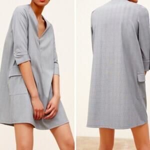Zara Glen Plaid V-Neck Patch Pocket Zip-Front Modern Sheath Dress - Size S